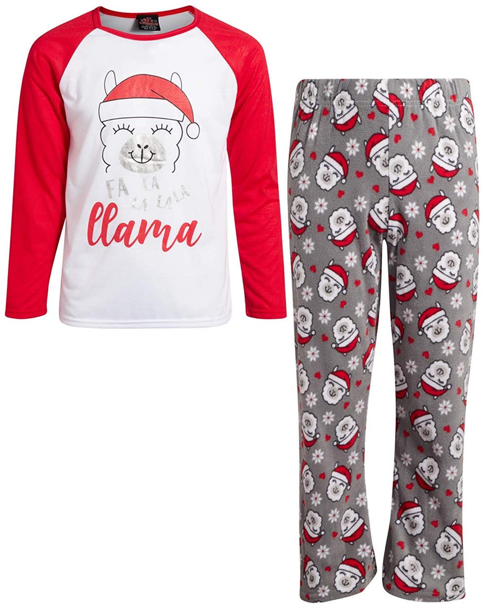 PJs & Presents Girls 4-6X Llama Fleece Pajama Set
