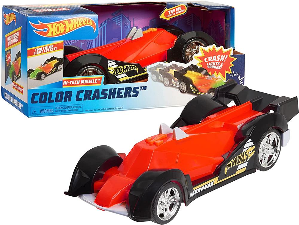 Hot Wheels Color Crashers Motorized Toy Car with Lights & Sounds