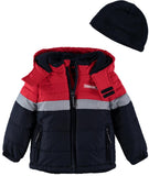 London Fog Boys 2T-4T Colorblock Puffer Jacket with Fleece Hat