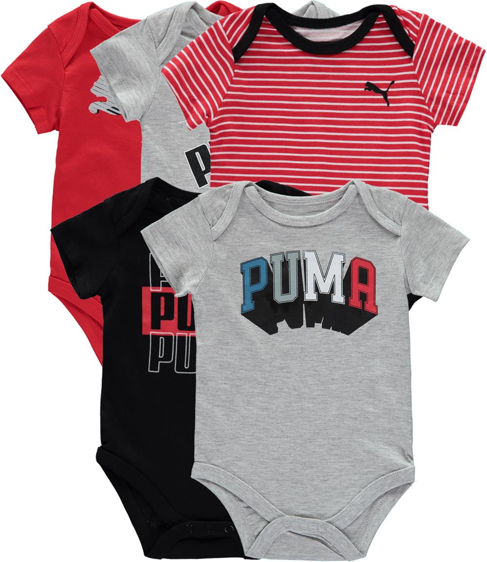 PUMA Boys 0-9 Months Short Sleeve 5-Pack Bodysuit