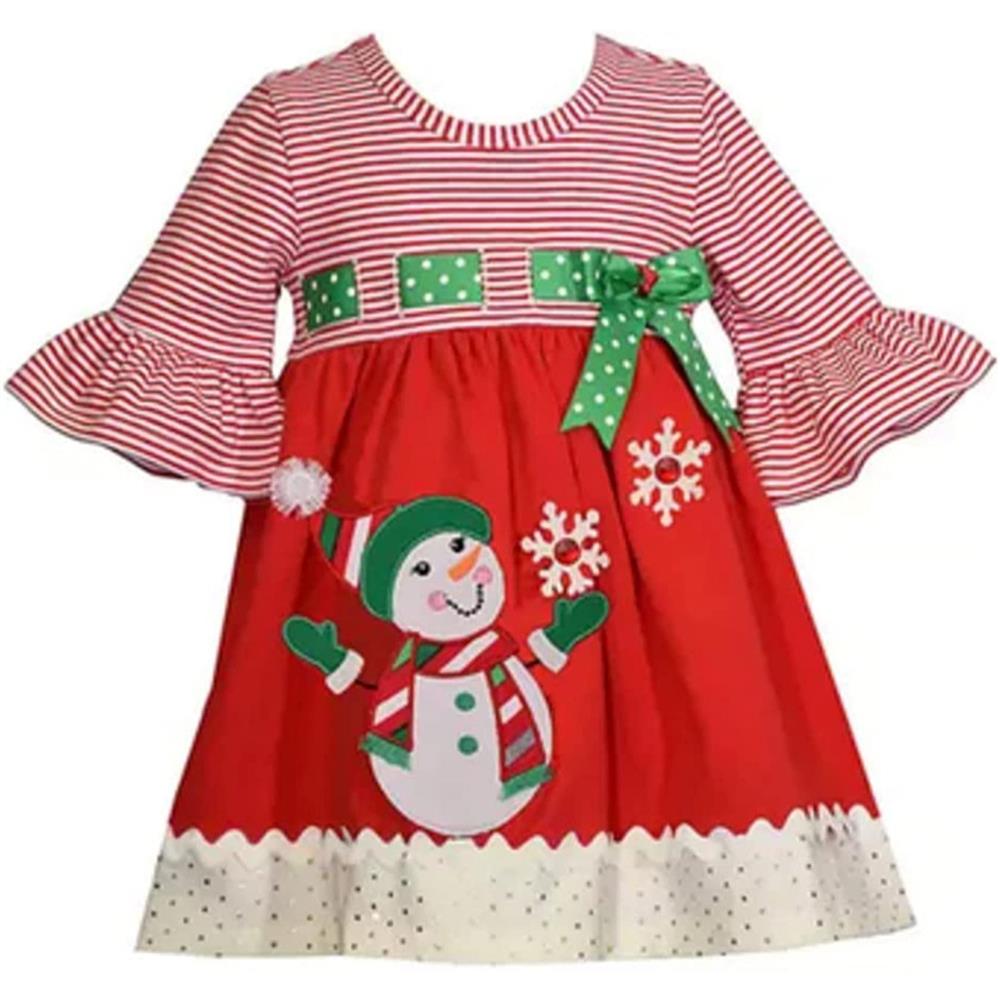 Bonnie Jean Toddler Girls 3/4 Sleeve Snowman Dress