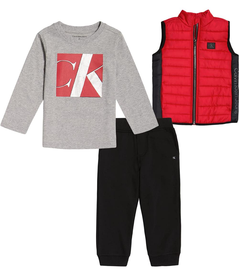 Calvin Klein Boys 12-24 Months 3-Piece Vest Jogger Set