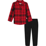 Kids Headquarters Boys 12-24 Months Plaid Woven Top and Pant Set