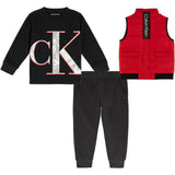 Calvin Klein Boys 2T-4T 3-Piece Vest, Shirt and Pant Set