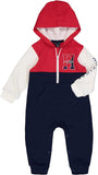 Tommy Hilfiger Boys Fleece Color Block Zip-Up Hooded Coverall