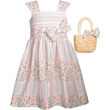 Bonnie Jean Girls 2T-6X Floral Stripe Dress and Basket Purse