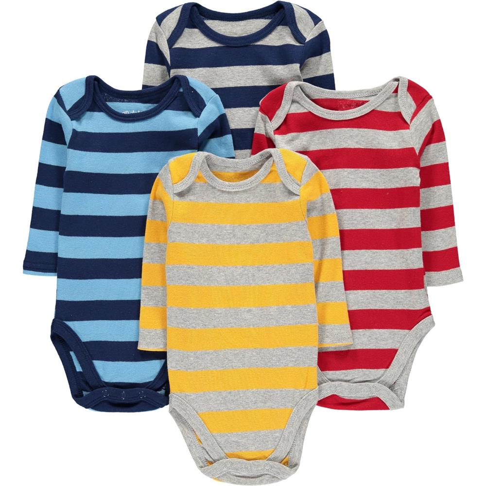 Wan-A-Beez Baby Boy and Baby Girls 0-24 Months 4-Pack Long Sleeve Bodysuits