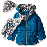 Pink Platinum Girls 4-6X Leopard Quilted Jacket with Scarf