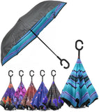 Rain Pro Reverse Folding Inverted Umbrella Windproof UV Protection with C-Shaped Handle