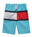 Tommy Hilfiger Boys 8-20 Flag Logo Color Block Swim Short with UPF 50+ Sun Protection