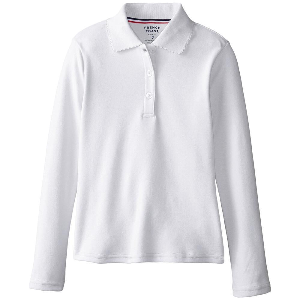 French Toast Girls 2-6x Long Sleeve Interlock Polo with Picot Collar