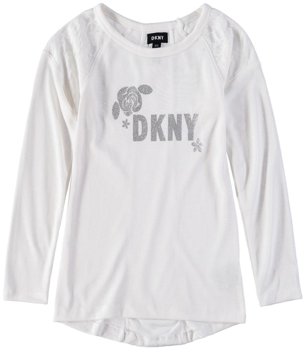 DKNY Girls 4-6X Long Sleeve Hacci Logo Shirt