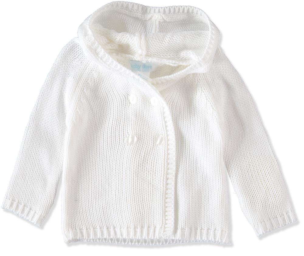 Baby Dove Double Breasted Hood Knit Sweater - White