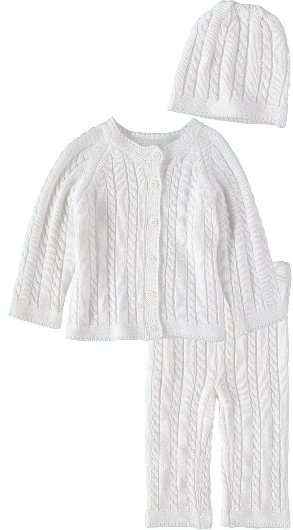 Baby Dove Cable Knit Take Me Home Set w/ Hat in White