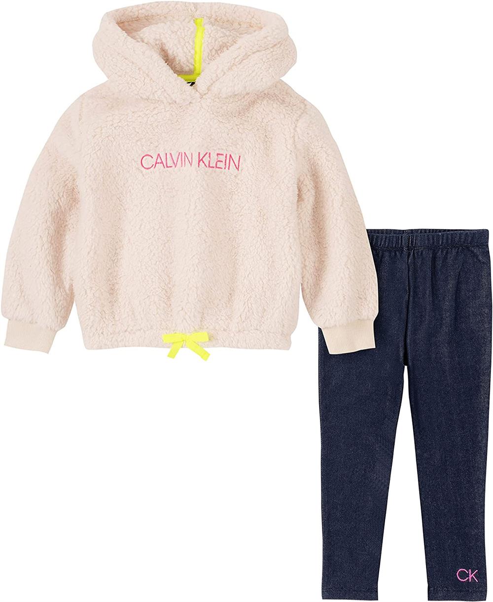 Calvin Klein Girls 4-6X Faux Fur Hoodie Jegging Set
