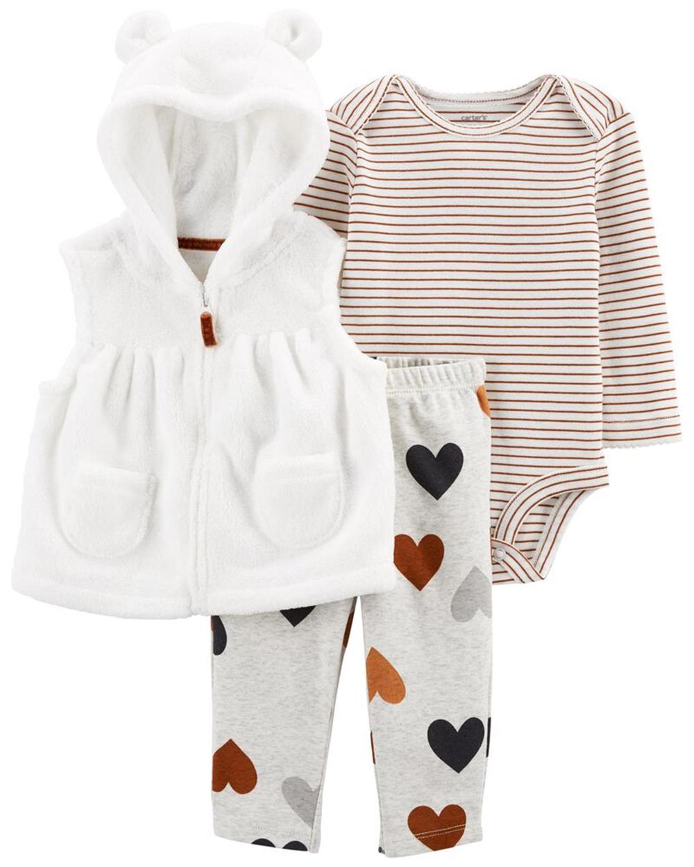 Carters Girls 0-9 Months 3-Piece Fleece Vest Set