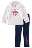 Nautica Girls 4-6X Faux Fur Anchor Hooded Jogger Set