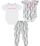 Calvin Klein Girls 12-24 Months 3-Piece Bodysuit Pant Set