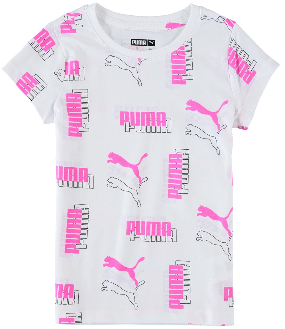 PUMA Girls 7-16 All Over Print Logo T-Shirt
