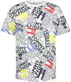 Tommy Hilfiger Boys 4-7 Short Sleeve Crew Neck All Over Logo Print T-Shirt