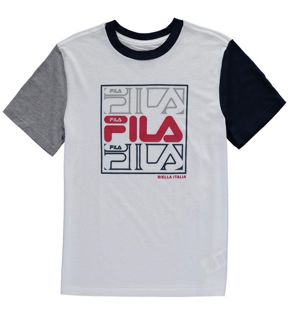 FILA Boys 4-7 Long Sleeve Color Block Boxed Stacked Logo Tee
