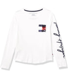 Tommy Hilfiger Girls 7-16 Long Sleeve Sequin Flag Pocket T-Shirt