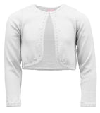 Cyndeelee Girls 12-24 Months Long Sleeve Beaded Scallop Sequin Trim Cotton Shrug
