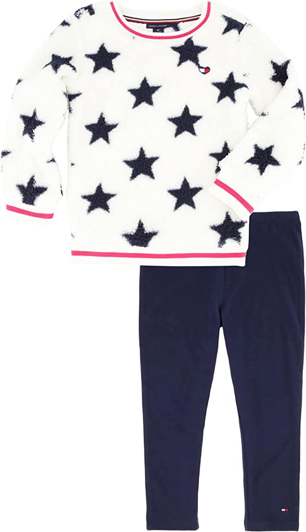 Tommy Hilfiger Girls Plush Star Sweatshirt Leg Set