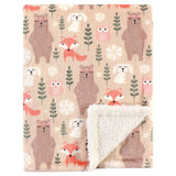 Hudson Baby Printed Plush Mink Blanket with Sherpa Backing