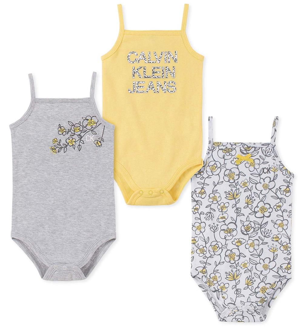 Calvin Klein Kids Girls 0-9 Months 3 Pack Sleeveless Bodysuit