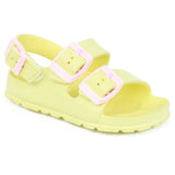 First Steps By Stepping Stones Baby and Infant Girl Sizes 7-10 Pastel Yellow Buckle Sandal