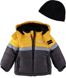 London Fog Boys 2T-4T Colorblock Puffer Jacket with Fleece Hat