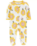 Carters Girls 0-9 Months Sunflower 2-Way Zip Footie Sleep & Play