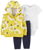 Carters Girls 0-24 Months 3-Piece Sunflower Little Outfit Set