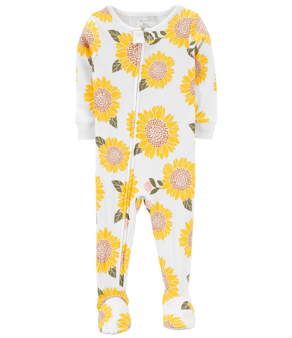 Carters Girls 12-24 Months 1-Piece Sunflower 100% Snug Fit Cotton Footie PJs