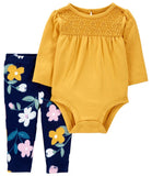 Carters Girls 0-24 Months 2-Piece Eyelet Bodysuit Pant Set