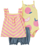 Carters Girls 0-24 Months 3-Piece Fruit Little Short Set