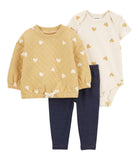 Carters Girls 0-24 Months 3-Piece Heart Outfit Set