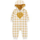 Carters Girls 0-24 Months Baby Heart Hooded Jumpsuit