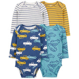 Carters Boys 0-9 Months Cars 4-Pack Long Sleeve Bodysuits