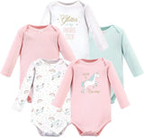 Hudson Baby Cotton Long Sleeve Bodysuits - 5 Pack