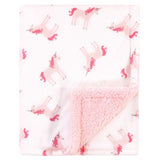 Hudson Baby Printed Plush Mink Blanket with Sherpa Backing