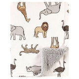Hudson Baby Printed Plush Mink Blanket with Sherpa Backing