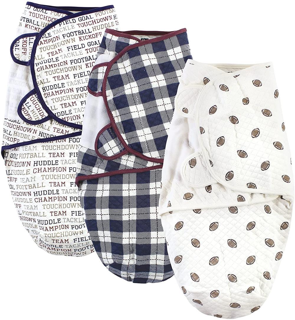 Hudson Baby 3 Pack Quilted Cotton Swaddle Wrap