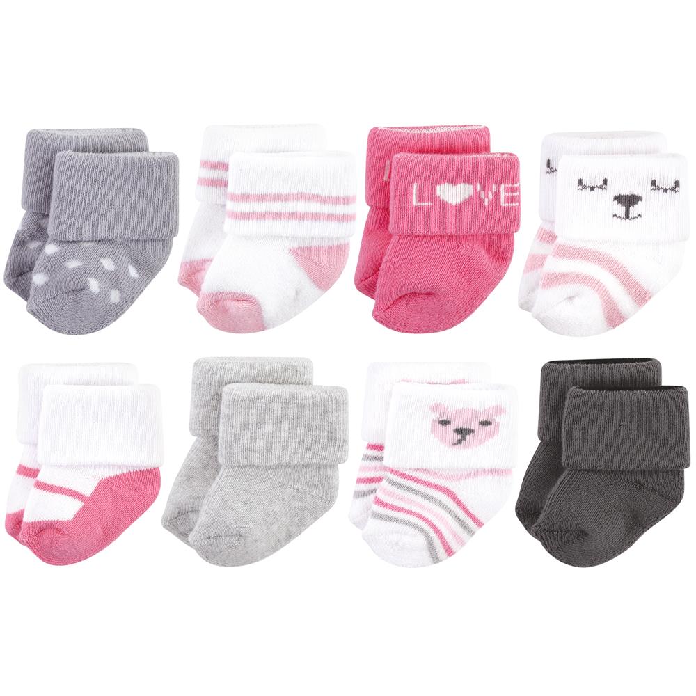 Hudson Baby Newborn Baby Girl 8 Pack Socks