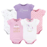 Hudson Baby Girl Newborn & Infant 5 Pack Cotton Bodysuits