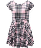 Cyndeelee Girls 4-16 Short Sleeve Ribbed-Knit Skater Dress