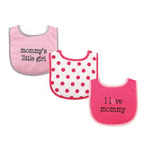Luvable Friends Baby Cotton Drooler Bibs with Fiber Filling, Mommy/Daddy 3-Pack, One Size