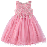 Cyndeelee Girls 4-16 Sleeveless Embroidered Floral Tulle Party Dress Wedding Flower Girl Dress